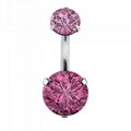 Double Crystal Belly Button Ring Zircon Surgical Steel Body Navel Piercing 5
