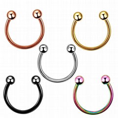 Titanium Anodized Circular Barbell Horseshoe Ring Nose Hoop Ear Cartilage Tragus