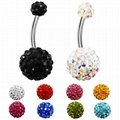 316l Surgical Steel Double Epoxy Crystal Balls Belly Button Ring Navel Piercing  2