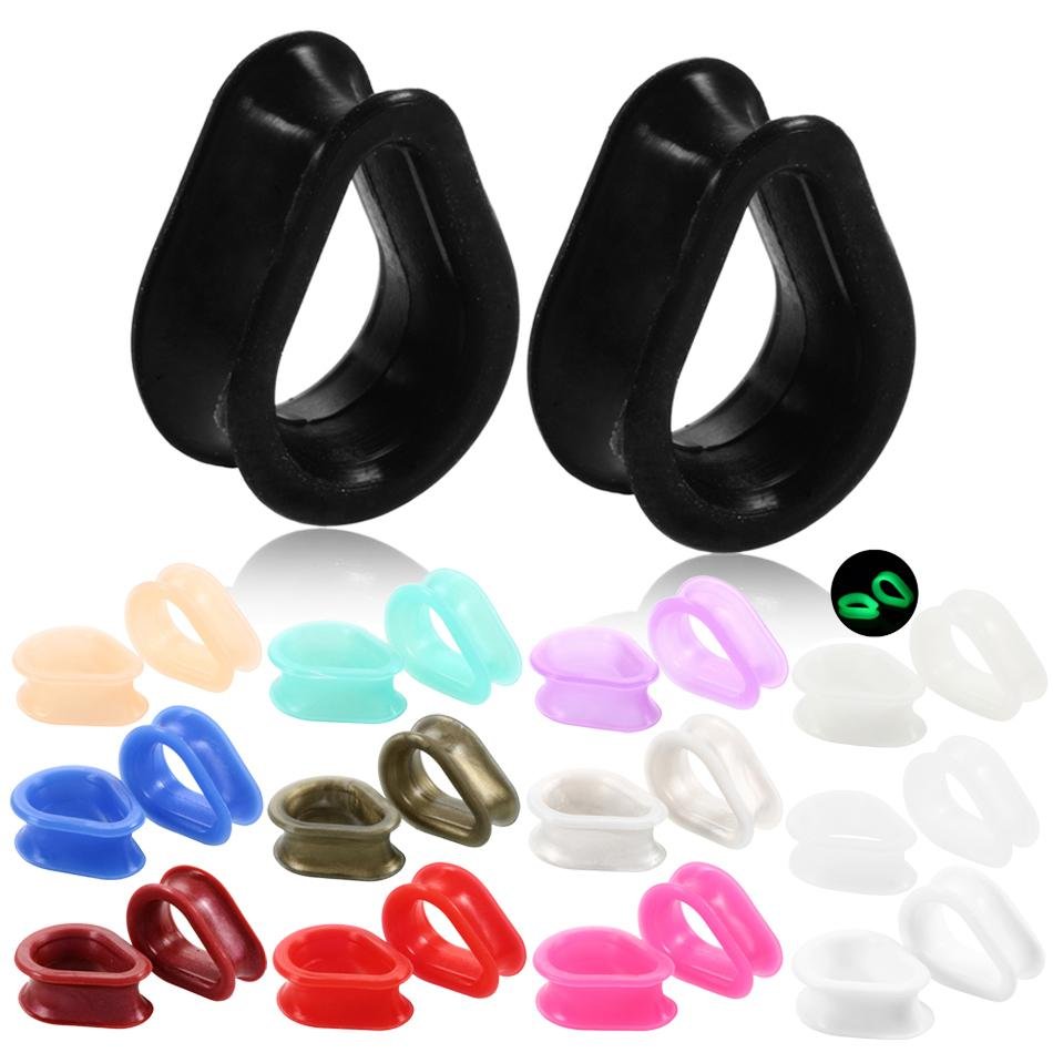 Silicone Hollow Ear Tunnel Plugs Thin Flexible Skin Double Flared Ear Gauges  3