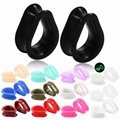 Silicone Hollow Ear Tunnel Plugs Thin Flexible Skin Double Flared Ear Gauges  3
