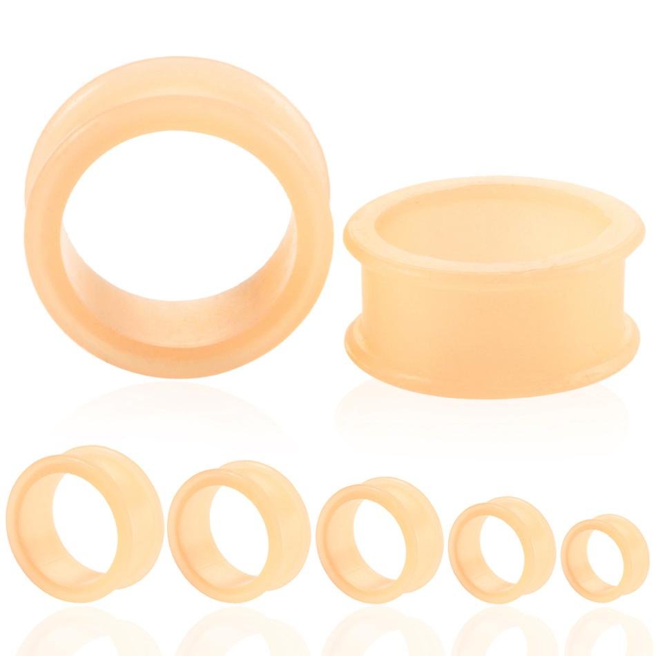 Silicone Hollow Ear Tunnel Plugs Thin Flexible Skin Double Flared Ear Gauges 