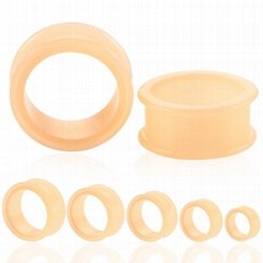 Silicone Hollow Ear Tunnel Plugs Thin Flexible Skin Double Flared Ear Gauges 