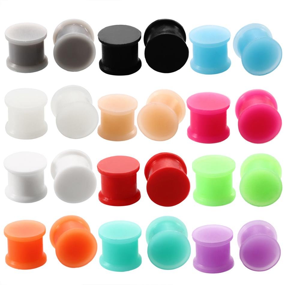 Silicone Hollow Ear Tunnel Plugs Thin Flexible Skin Double Flared Ear Gauges  4