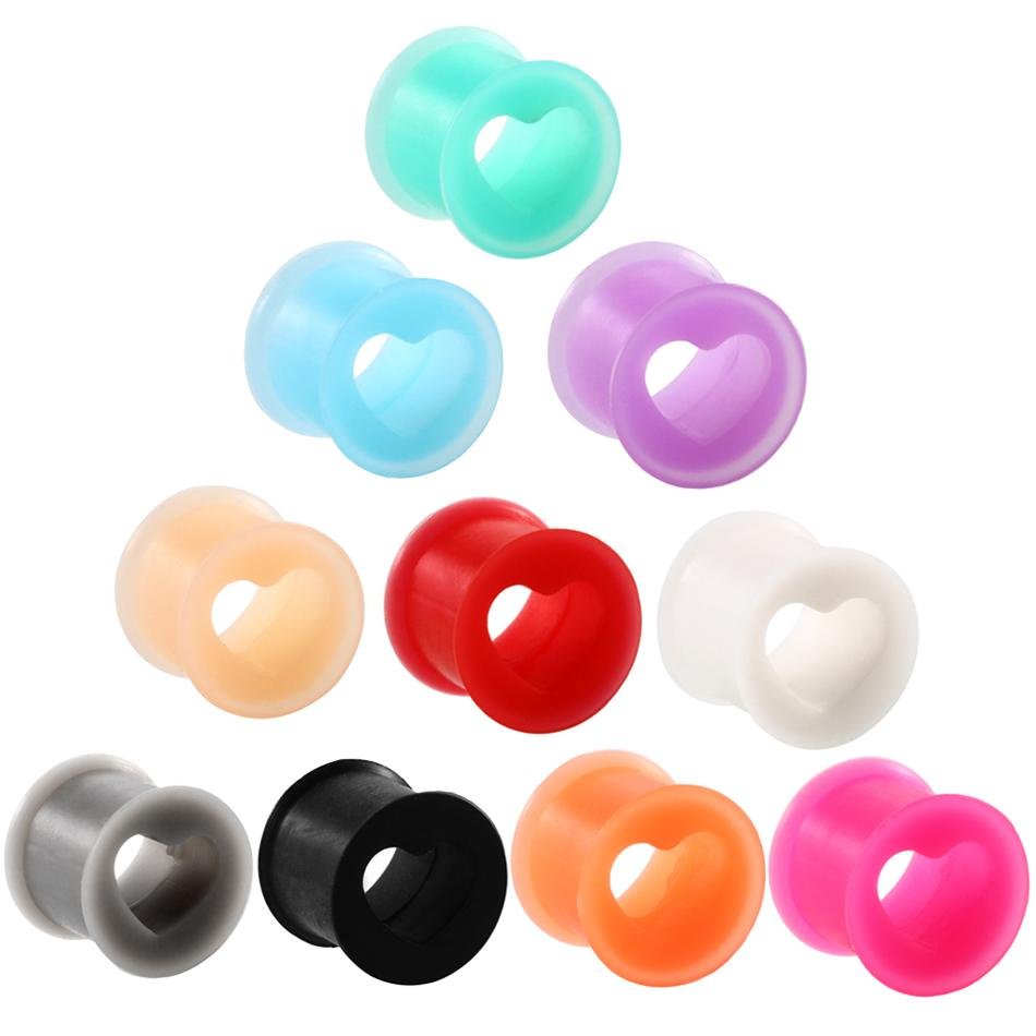 Silicone Hollow Ear Tunnel Plugs Thin Flexible Skin Double Flared Ear Gauges  5