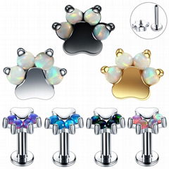 G23 Titanium Opal Labret Stud Rings Ear Tragus Earring Labret Lip Bar