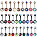 Steel Crystal Ombligo Piercings Navel Bar Studs 14G Gem Belly Button Piercings  4