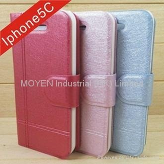 High Quality and Hot Flip Cover with Silk for iPhone 5C