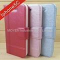 High Quality and Hot Flip Cover with Silk for iPhone 5C 1