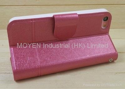 High Quality and Hot Flip Cover with Silk for iPhone 5C 4