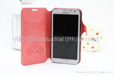 For Samsung Note2 PU Leather Cover with wallet standard design
