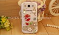 Fashion Rhinestone Rose phone case for Samsung Galaxy S3 series 4