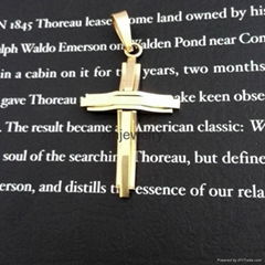 Men's 304 Cross Pendant Gold Steel Chain