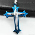 Xin Min Jewelry Blue Silver Stainless Steel Necklace Cross Mens Womens Pendant 4