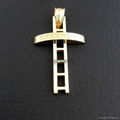 Men's Gold Stainless Steel Cross Charm Pendant Necklace