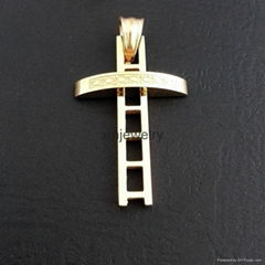 Men's Gold Stainless Steel Cross Charm