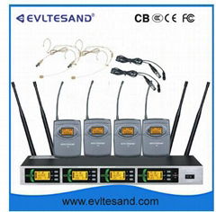Four channel wireless microphone system