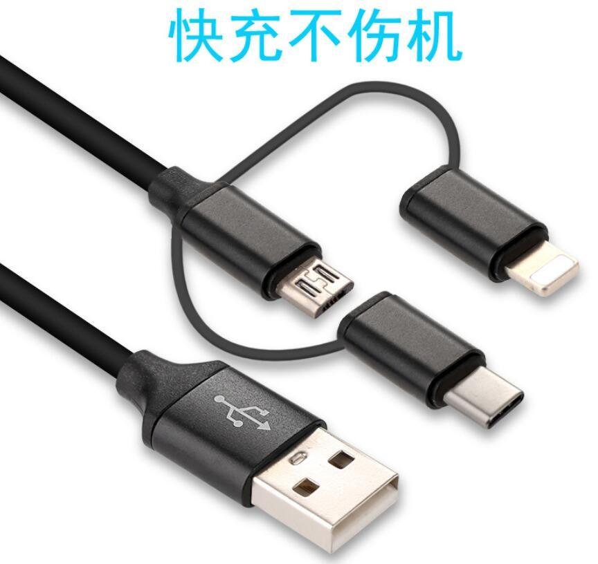 3 in 1 USB Cable For iPhone Micro USB Type C Mutil Charger Cable