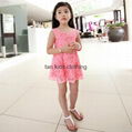 Angou SUMMER NEW children clothes girls beautiful lace dress good quality  3