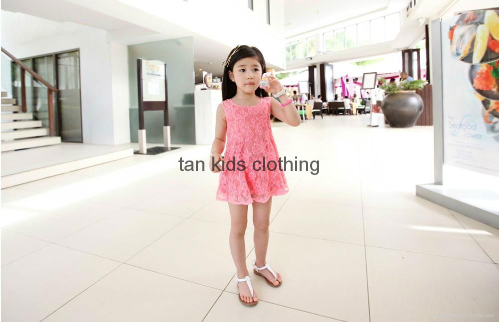 Angou SUMMER NEW children clothes girls beautiful lace dress good quality  5