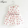 Angou New summer girls dress Fashion Printed Dress Baby Girls Dress Cotton