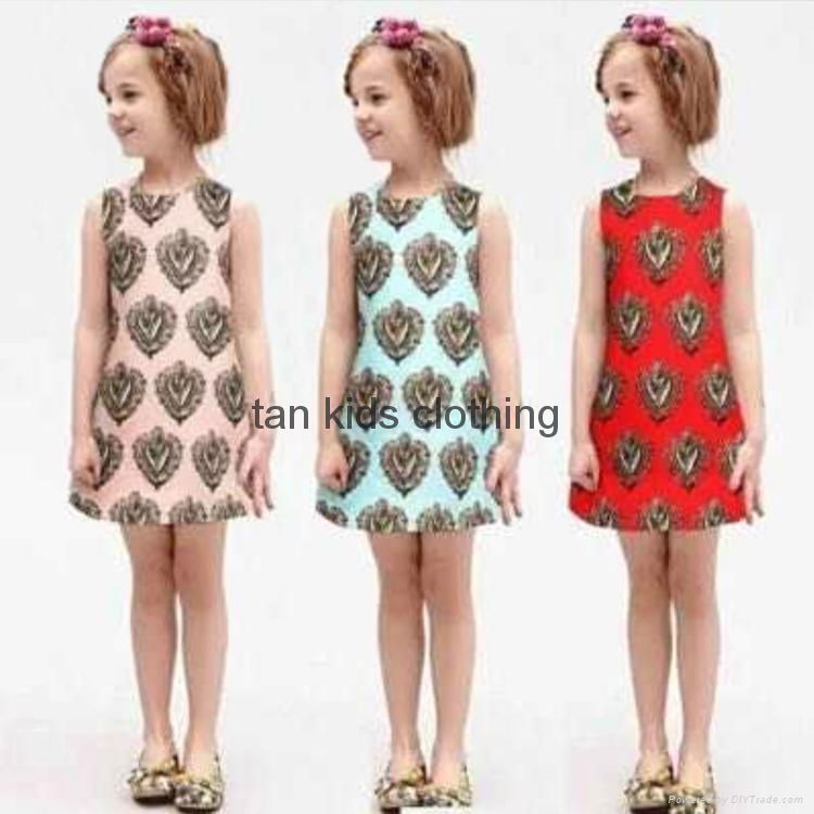 Angou European Girls Dresses Summer Baby Girls Dress Sleeveless New Brand