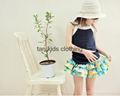 Angou Summer Kids Girl Floral Pattern Short Pants Cuffed Leg Cotton dress pants 