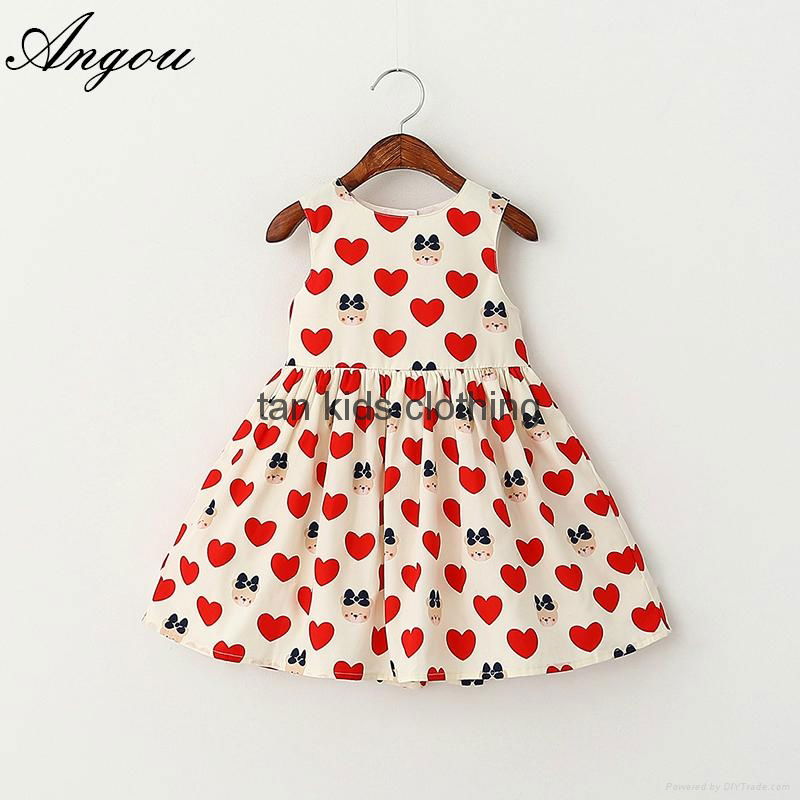 Angou Summer Girls Dress Tutu Princess Baby Dress Dot girl clothing Casual dress