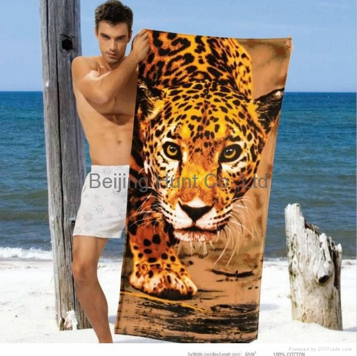 customize 100% Cotton reactive printed beach towels 2