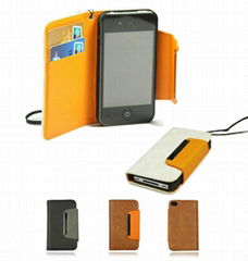 PU Leather Material Iphon Protective Case -Case-for-iPhone4-4S-with-Card-Holder 