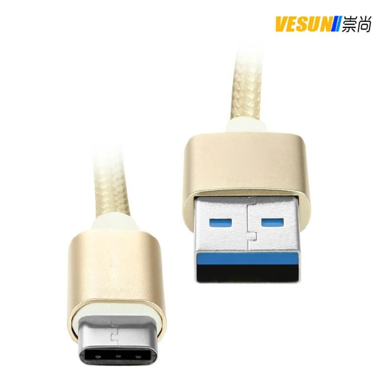 USB 3.1 Braided Type C Cable Fast Charging, USB-C to USB-A Cable 3
