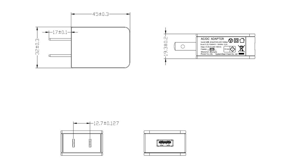 5V 1000mA USB Charger with PSE UL FCC 4