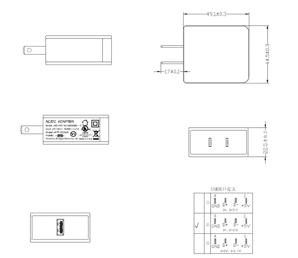 5V3A USB Charger with UL PSE FCC 4