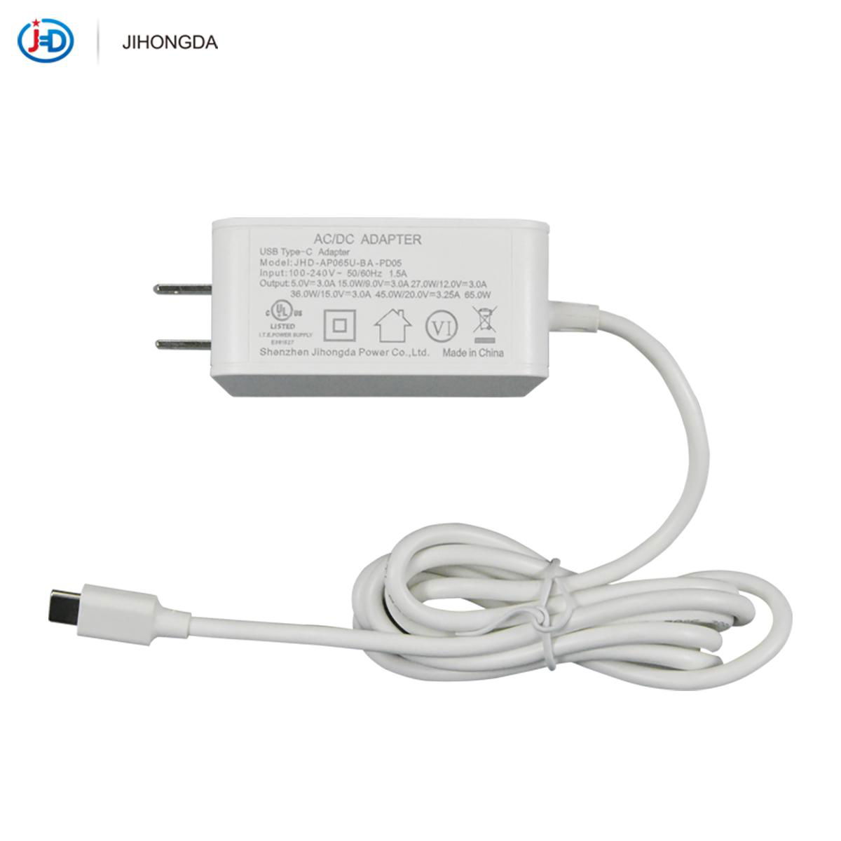 65W TYPE-C PD Power Adapter with UL FCC PSE 4