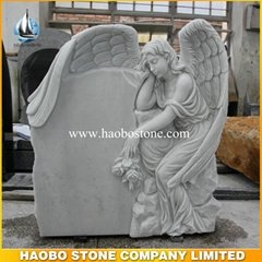 China White Marble Angel Headstone