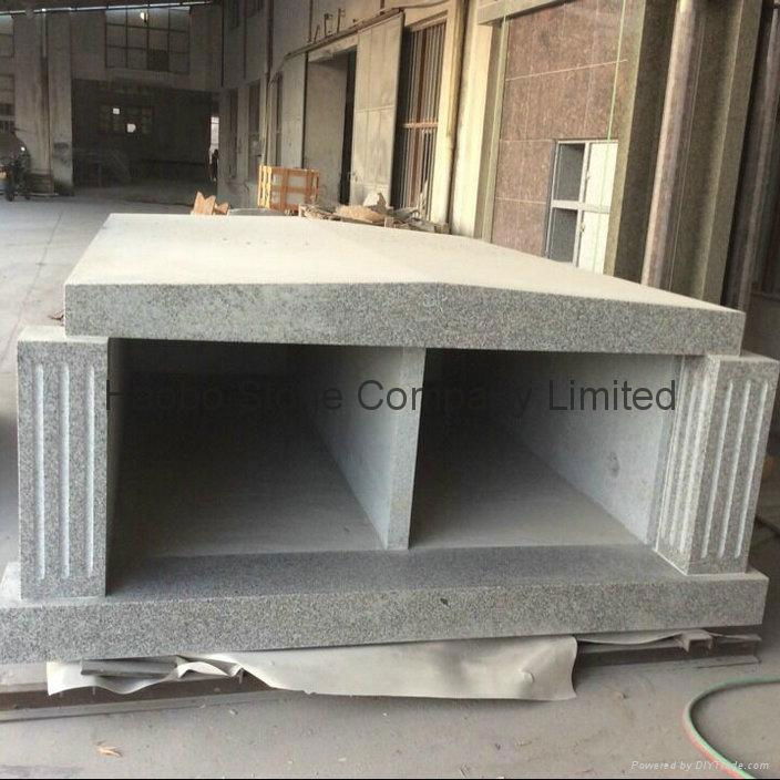 china grey granite two crypts mausoleum 2