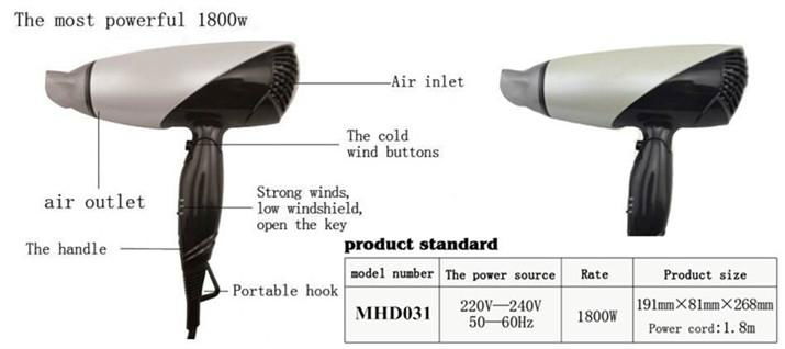 MHD New Turbo ionic DC motor foldable professional hair dryer hairdressing tools 2