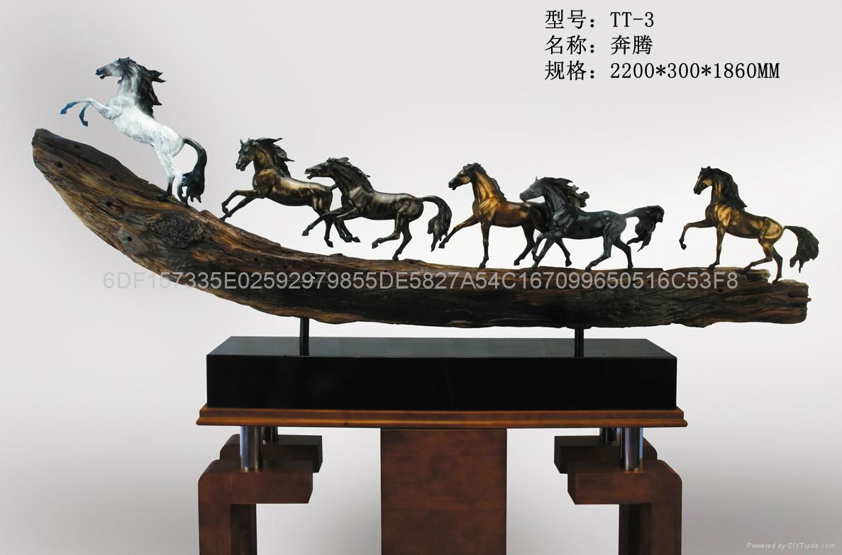 銅雕工藝品八駿馬