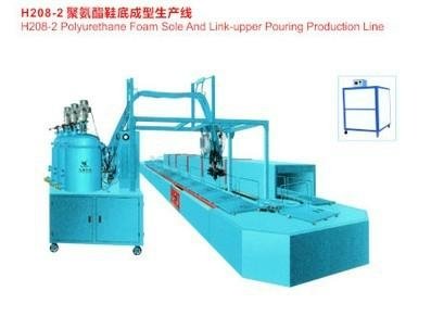 PU foam sole and link-upper pouring production line