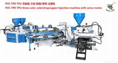 Evergy saving three color PVC TPR TPU sole injection machine