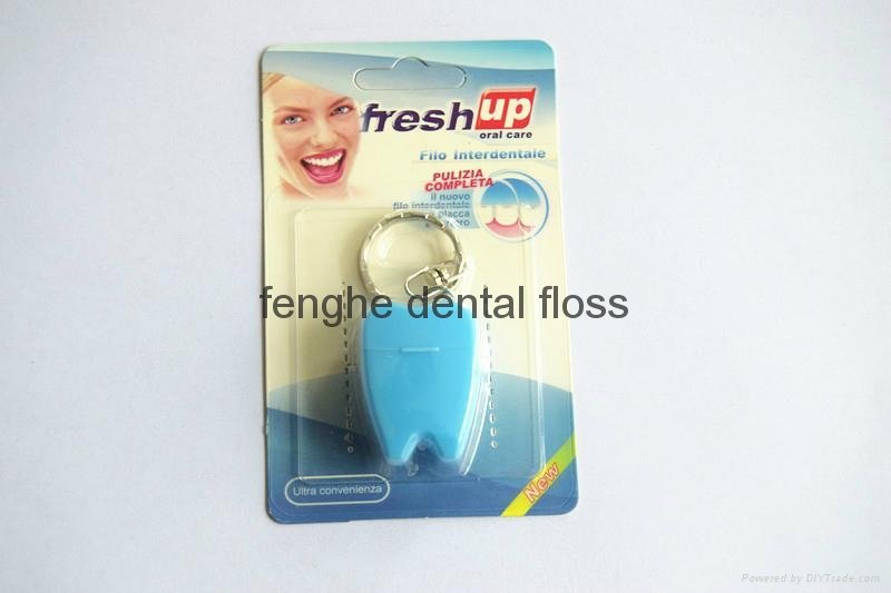15m mint flavor tooth shape keychain dental floss approved ISO9001 and FDA certi 5