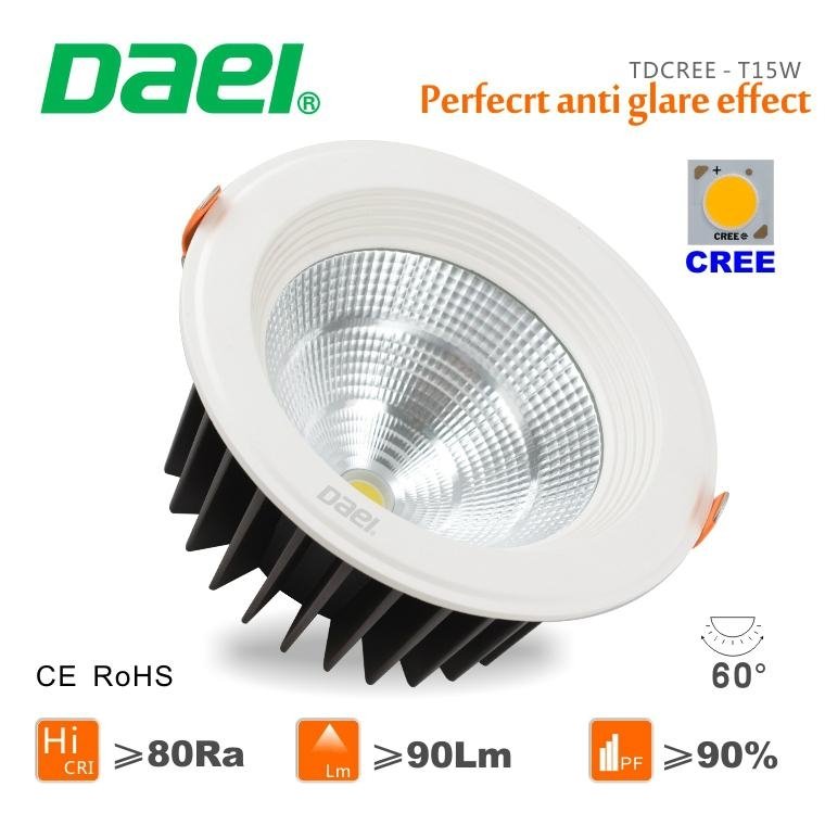 Promotion downlight 15w COB down light dimmable CREE leds with Super bright