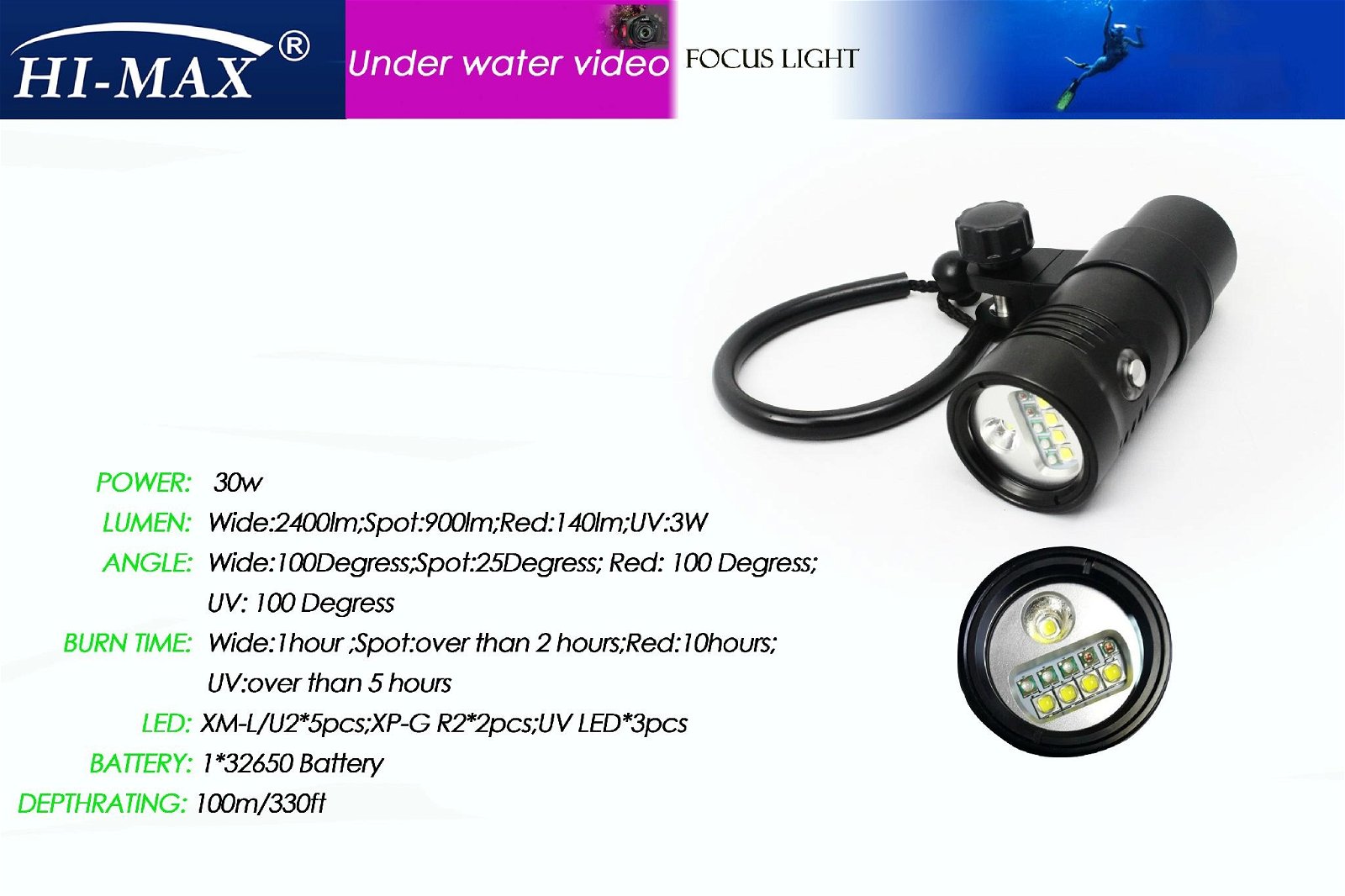 waterproof led diving lights led diving torch 4000 lumens 2