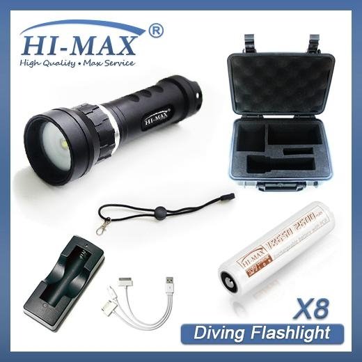 Photo vide light 2400luemn powerful led rechargeable diving light 2