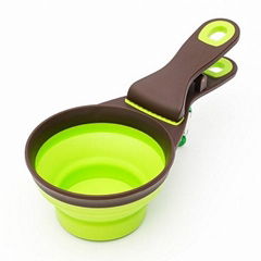 Pet Scooper Measuring Cup Feeder Pet Food Sealing Clip Dog Folding Pet Food Spoo