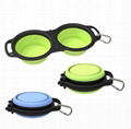 Eco-friendly 2 in 1 silicone pet bowl portable foldable double dog bowl for food 5