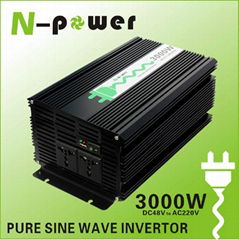 3000W Pure Sine Wave DC12V or 24V 48V 96V to AC110V 220VAC Power Inverter