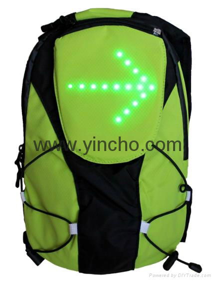 Bike man led light signal bag bicycle backpack 