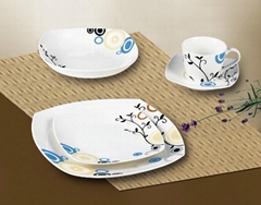 20pcs square porcelain dinner set with fancy designs