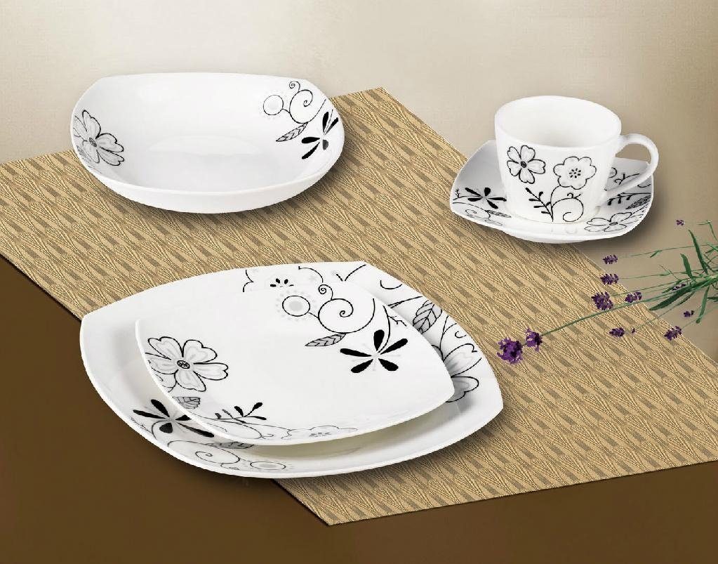 20pcs square porcelain dinner set with fancy designs 2